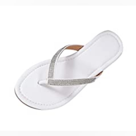 Cute Bling Silver Rhinestone Flip Flop Sandals - Picture 1 of 6